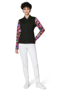 Jacke mit floralen Trend-Ärmeln