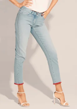 Jeans mit farbigem Beinabschluss