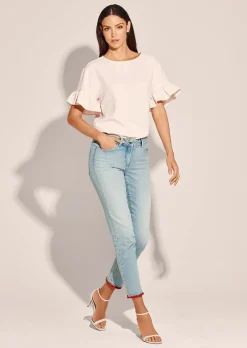 Jeans mit farbigem Beinabschluss