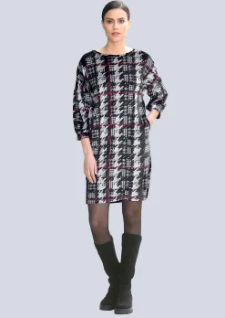 Jerseykleid mit Hahnentrittdessin