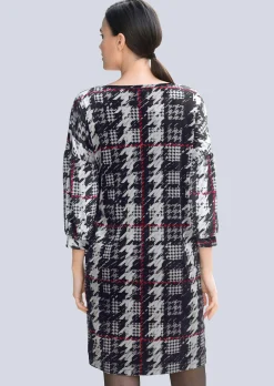 Jerseykleid mit Hahnentrittdessin