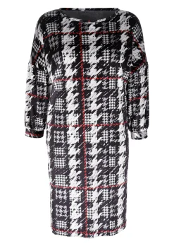 Jerseykleid mit Hahnentrittdessin
