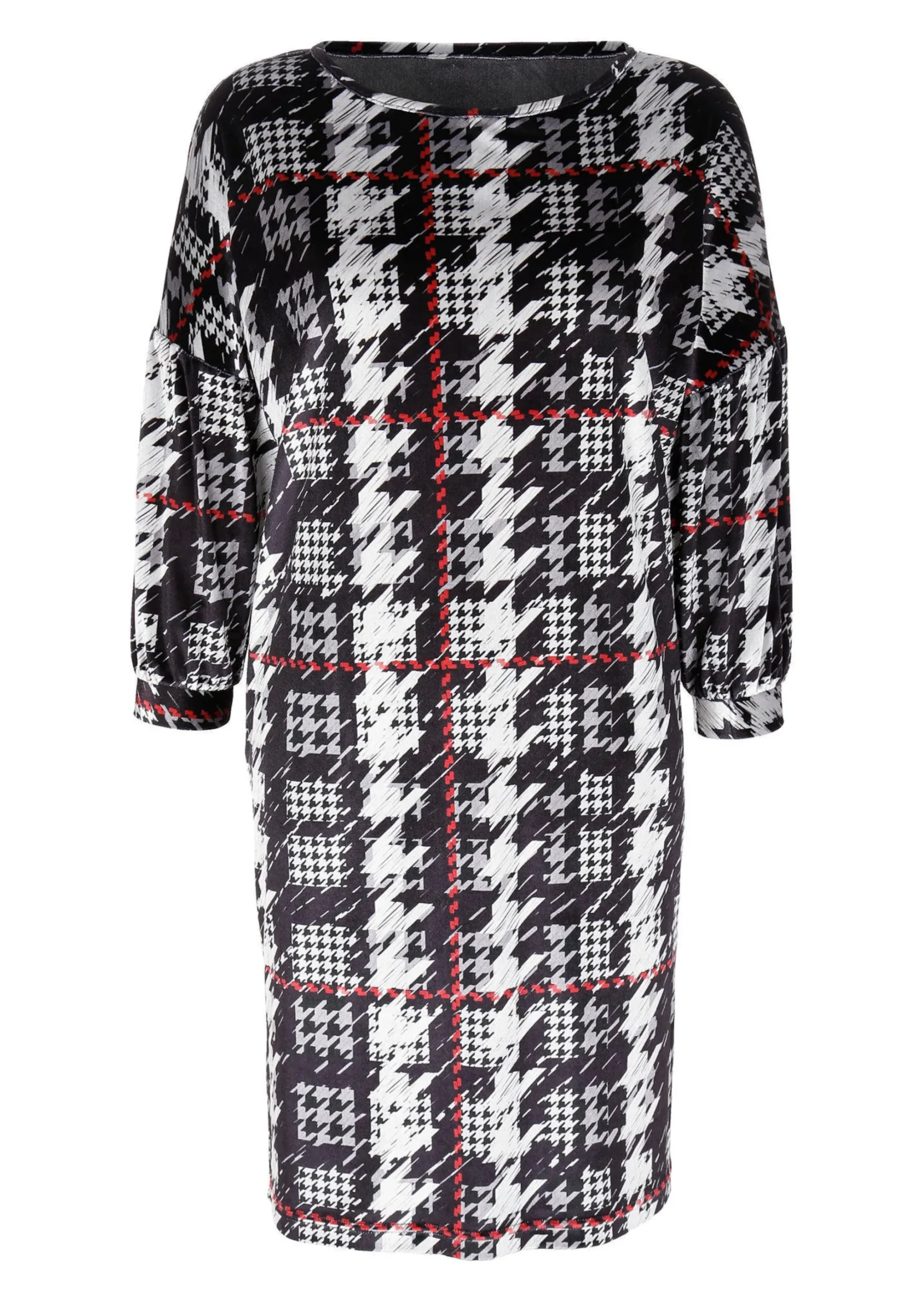 Jerseykleid mit Hahnentrittdessin