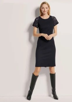 Jersey-Kleid mit Spitze