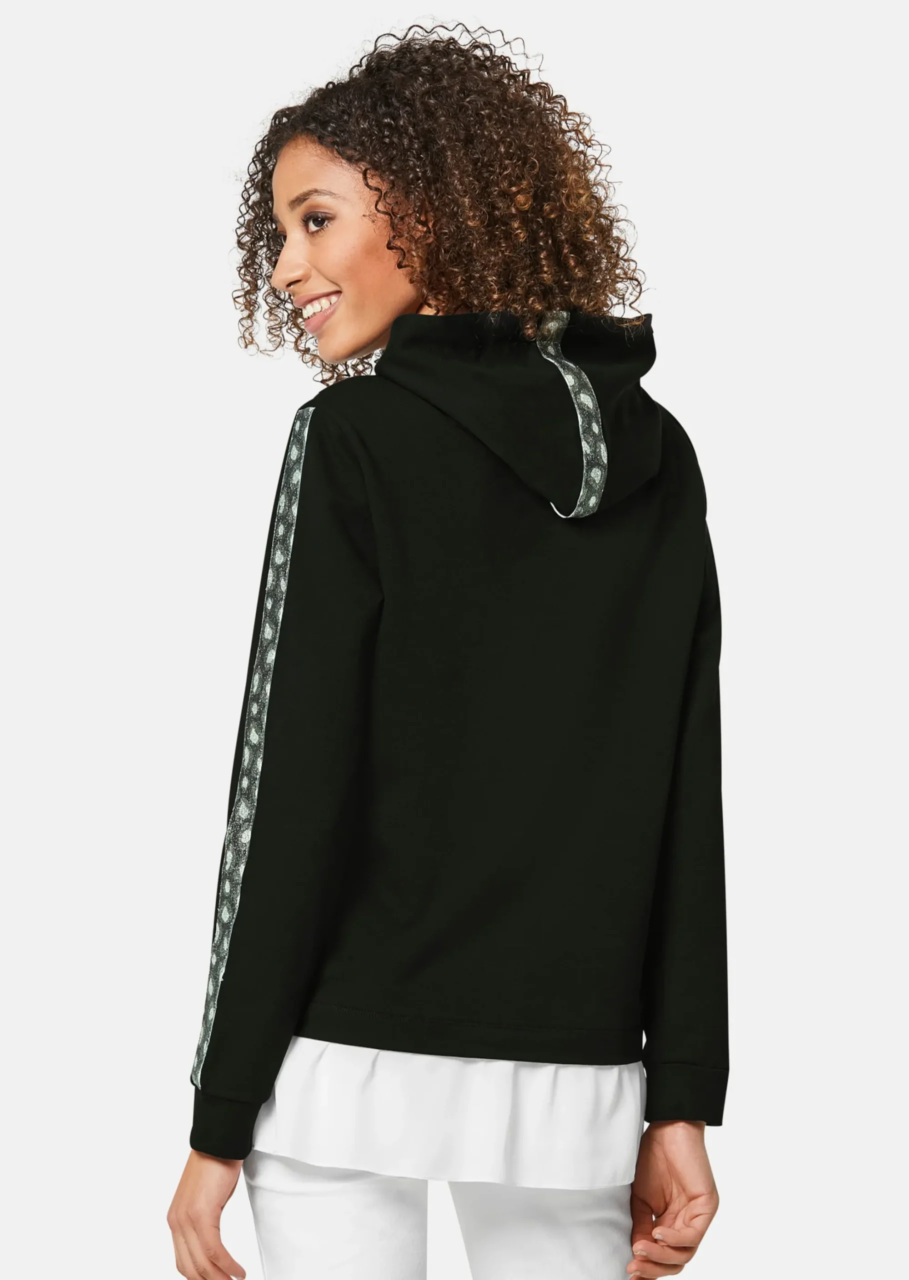 Kapuzensweatshirt mit Dekoband an den Ärmeln
