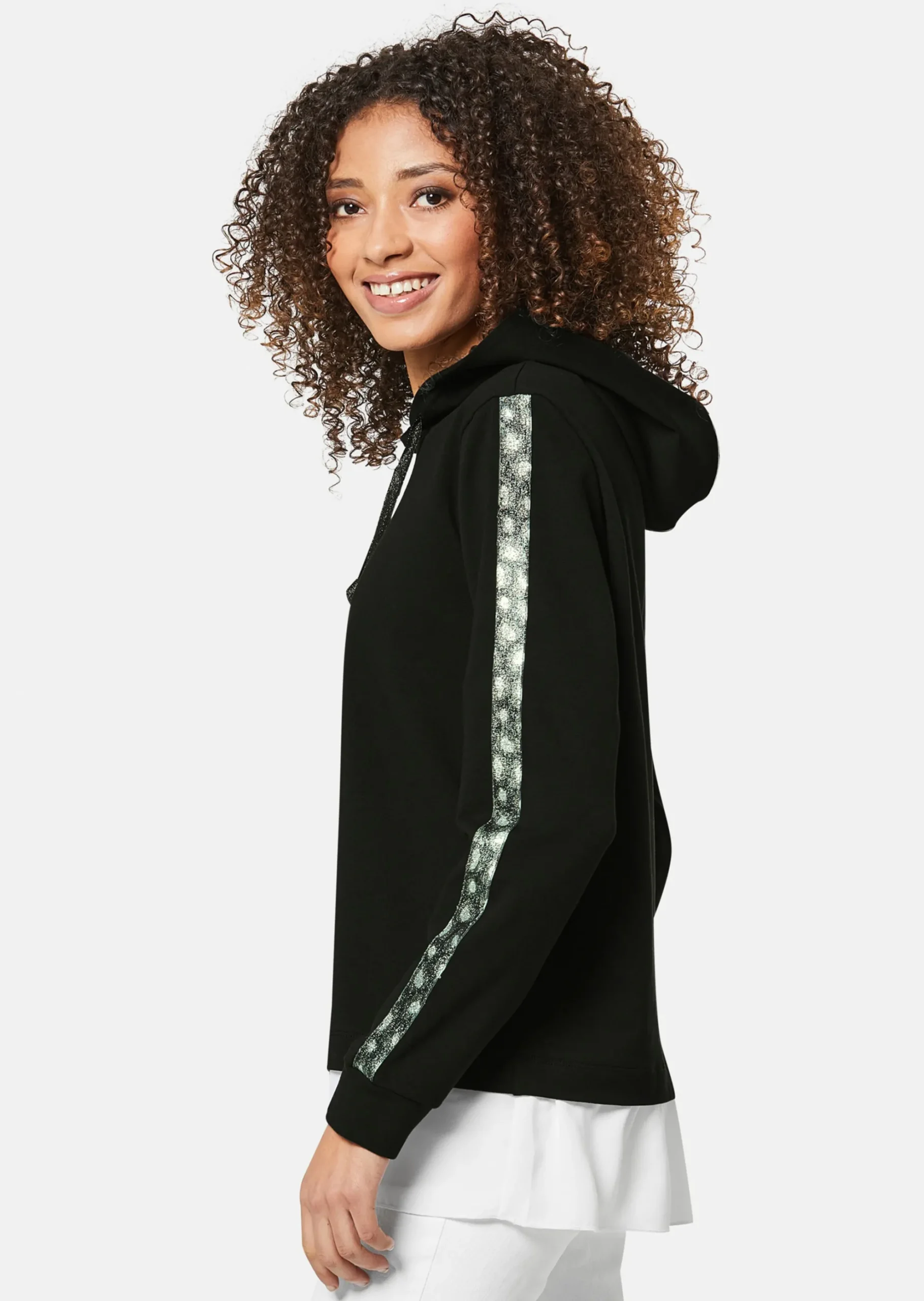 Kapuzensweatshirt mit Dekoband an den Ärmeln