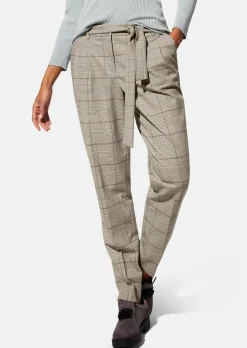 Karo-Bundfaltenhose mit Bindegürtel