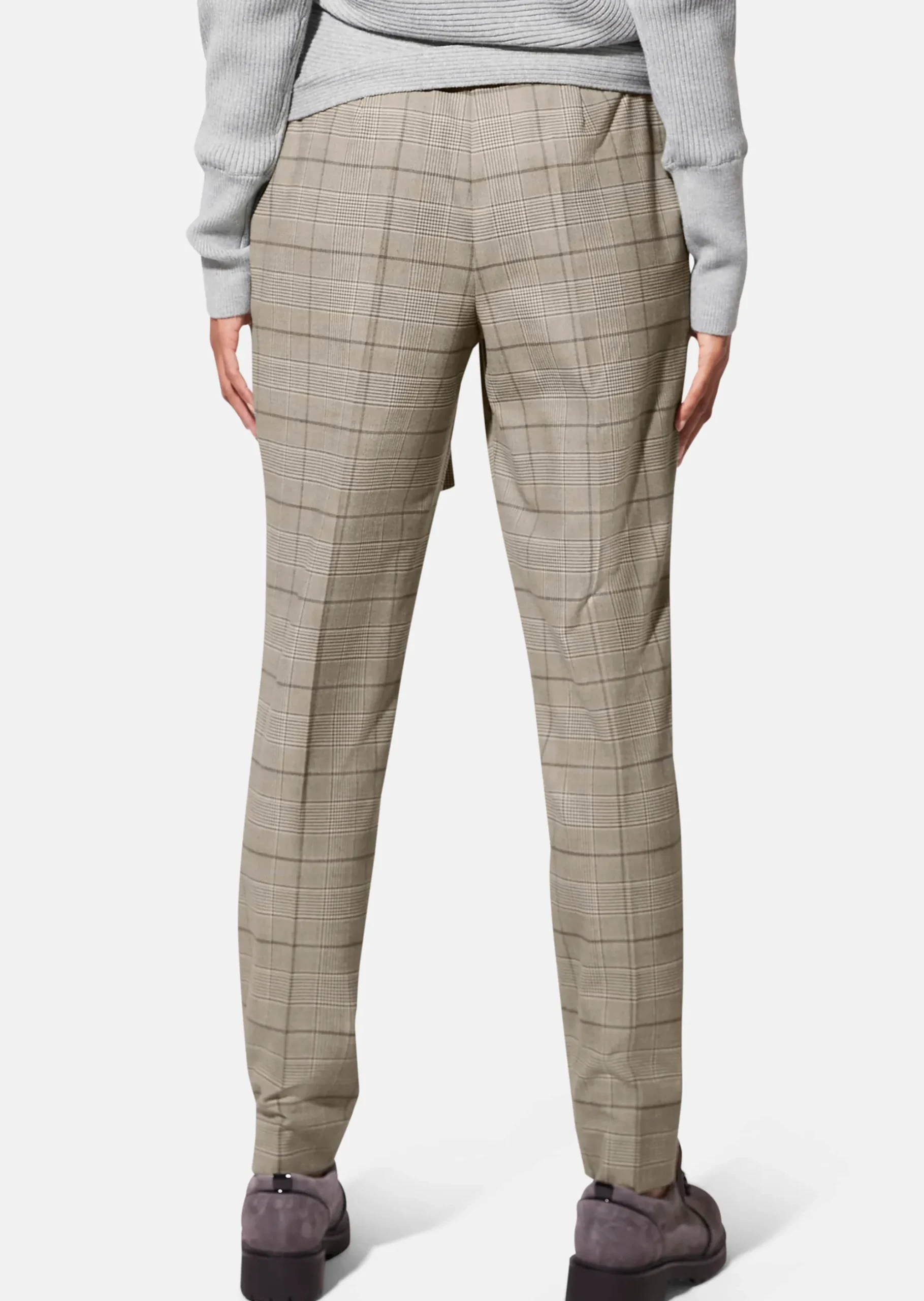 Karo-Bundfaltenhose mit Bindegürtel