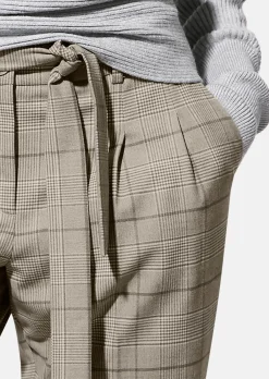 Karo-Bundfaltenhose mit Bindegürtel