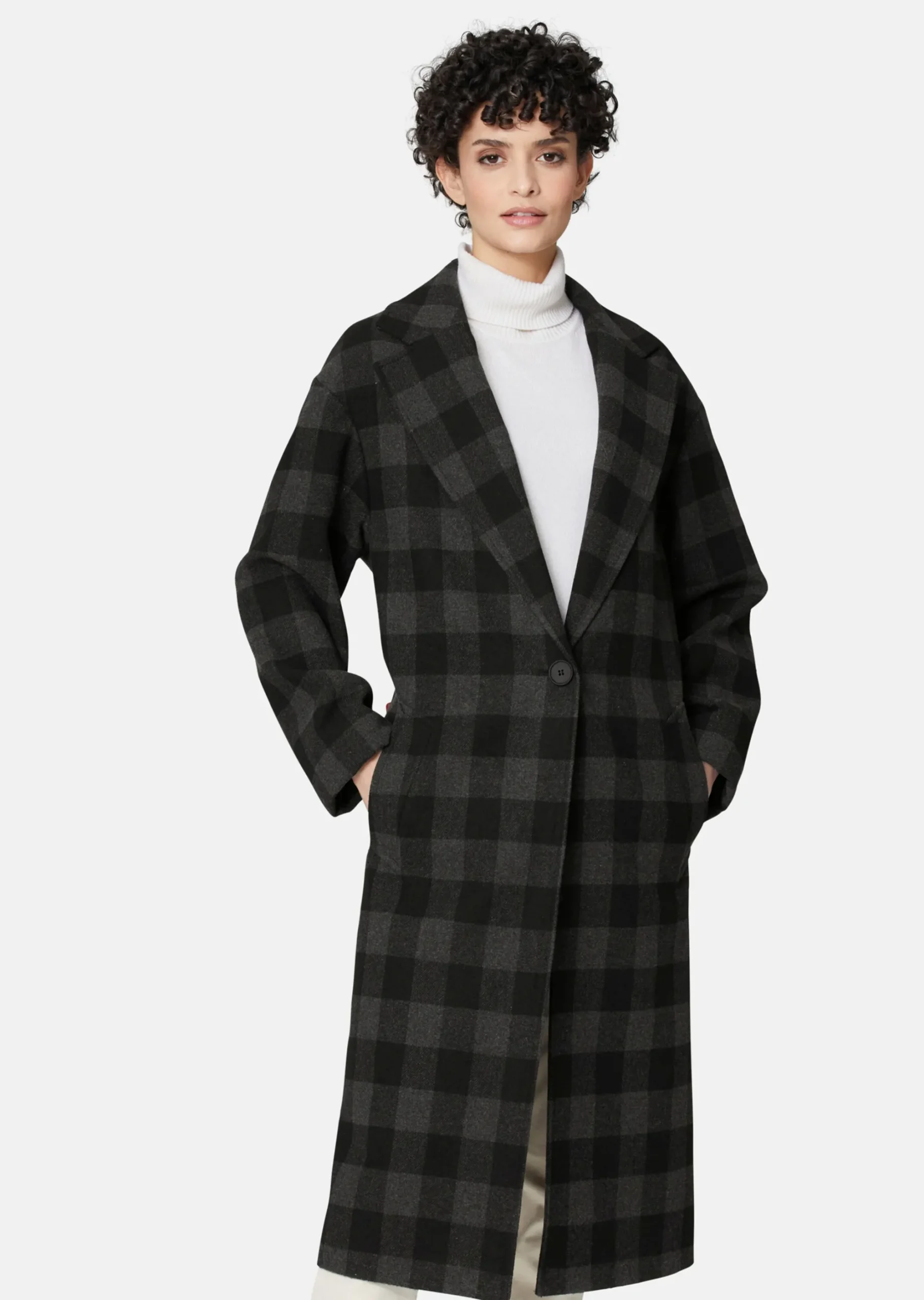 Karomantel in lässiger Oversized-Form