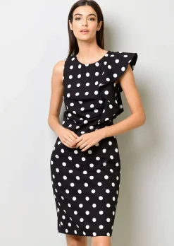 Kleid mit einseitigem Volant