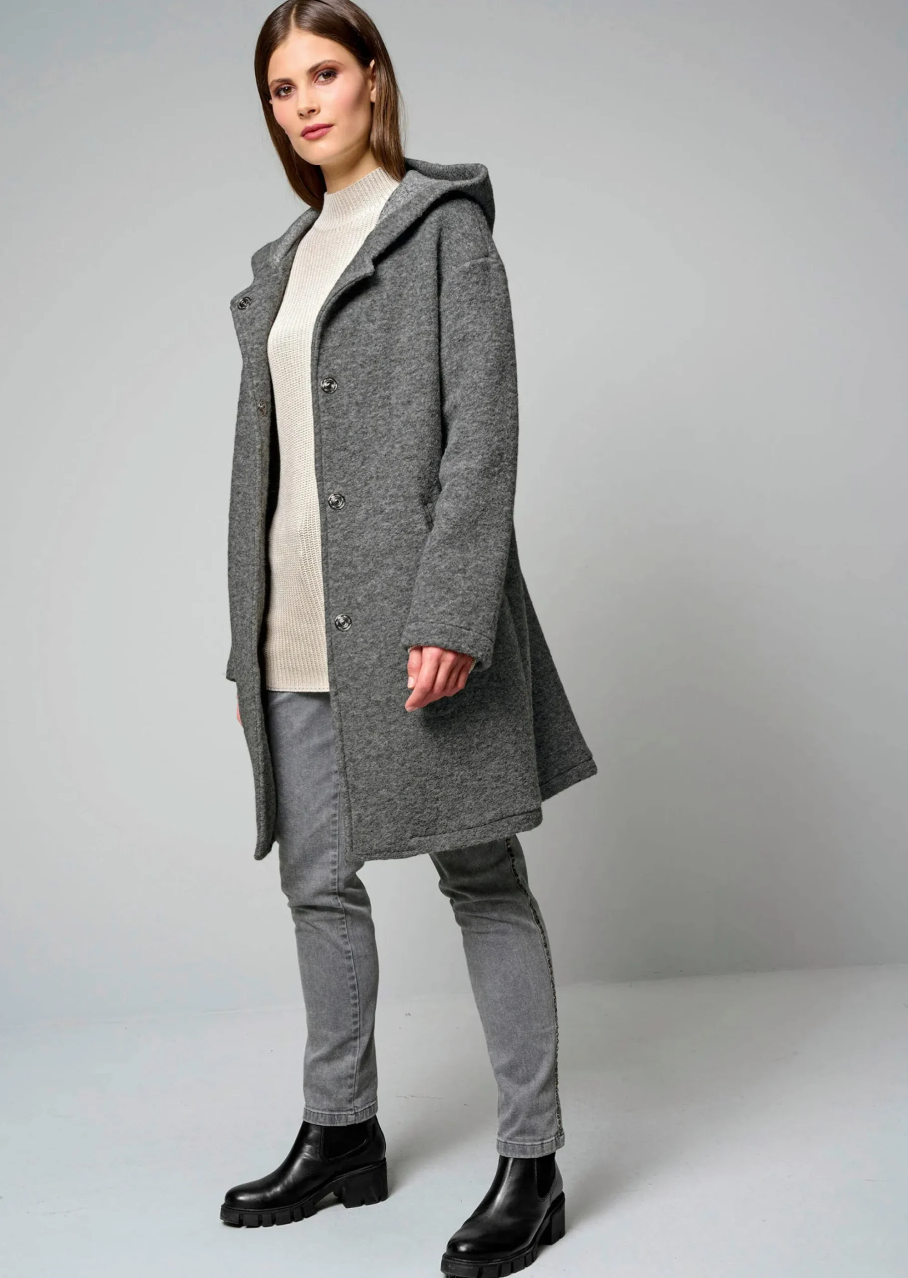 Kochwolljacke mit Kapuze