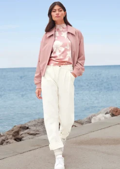 Kurz-Blouson mit Reißverschluss und Strickbündchen.