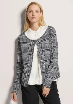 Kurze Strickjacke in Tweed-Optik
