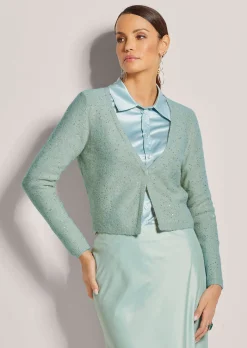 Kurze Strickjacke mit Pailletten-Glanz