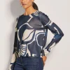 Kurzer Rundhals-Pullover mit Unikat-Print