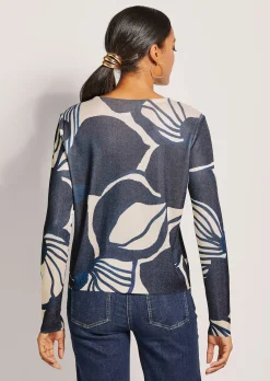 Kurzer Rundhals-Pullover mit Unikat-Print