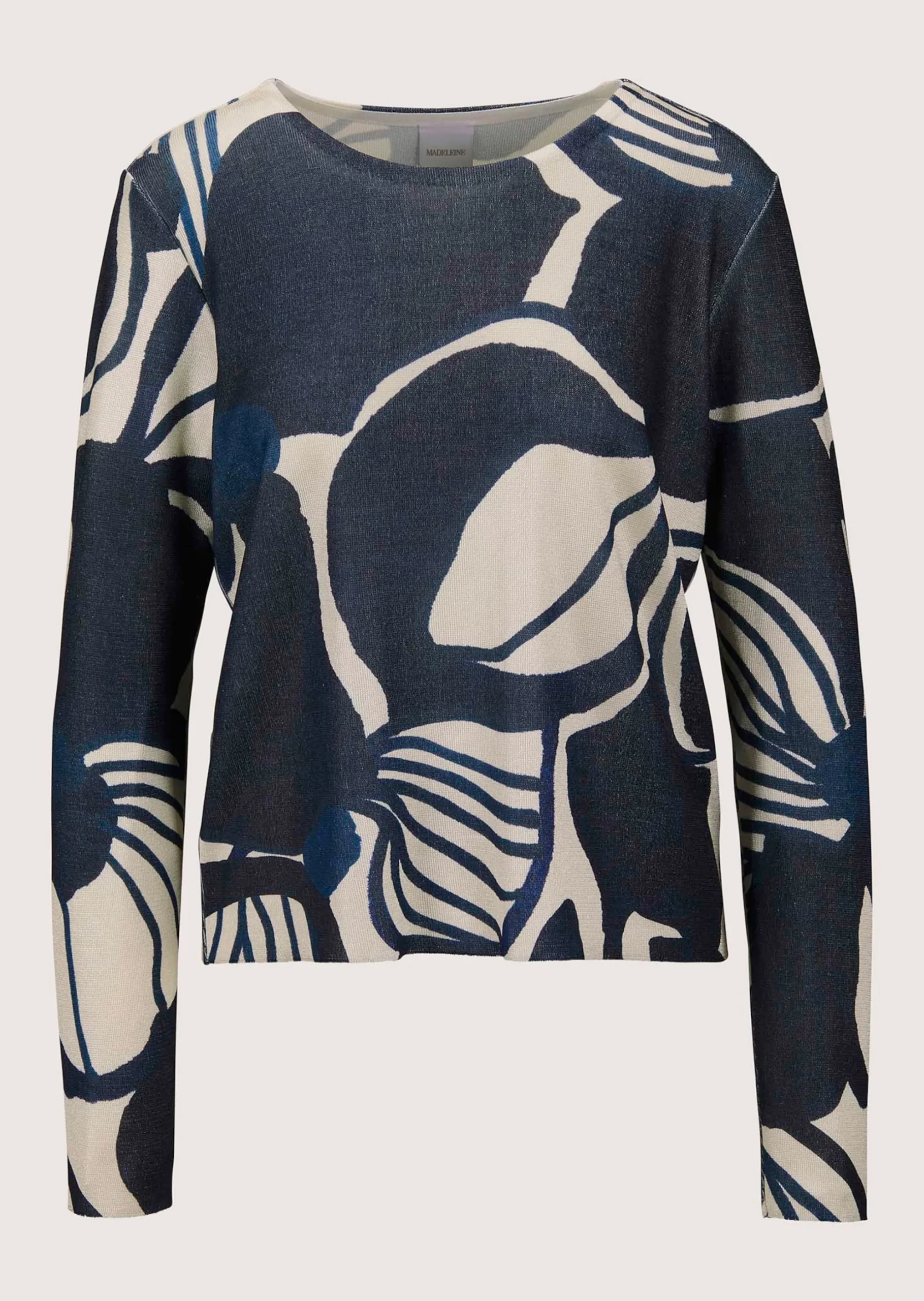Kurzer Rundhals-Pullover mit Unikat-Print