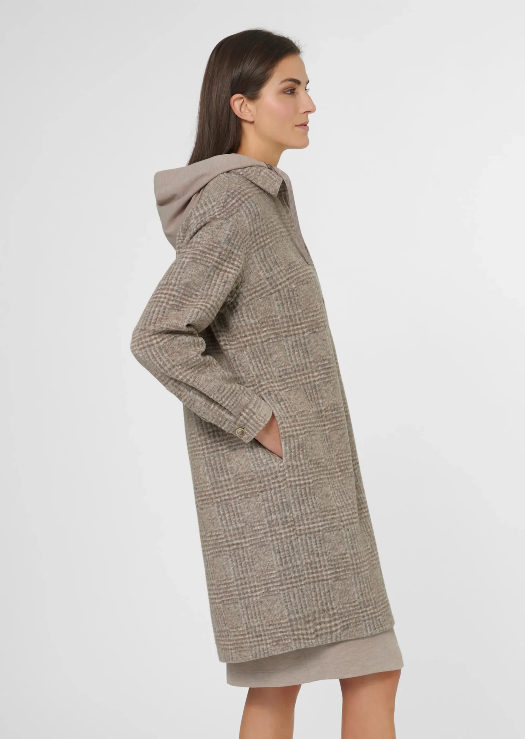 Lange Hemdjacke mit Glencheck-Karo
