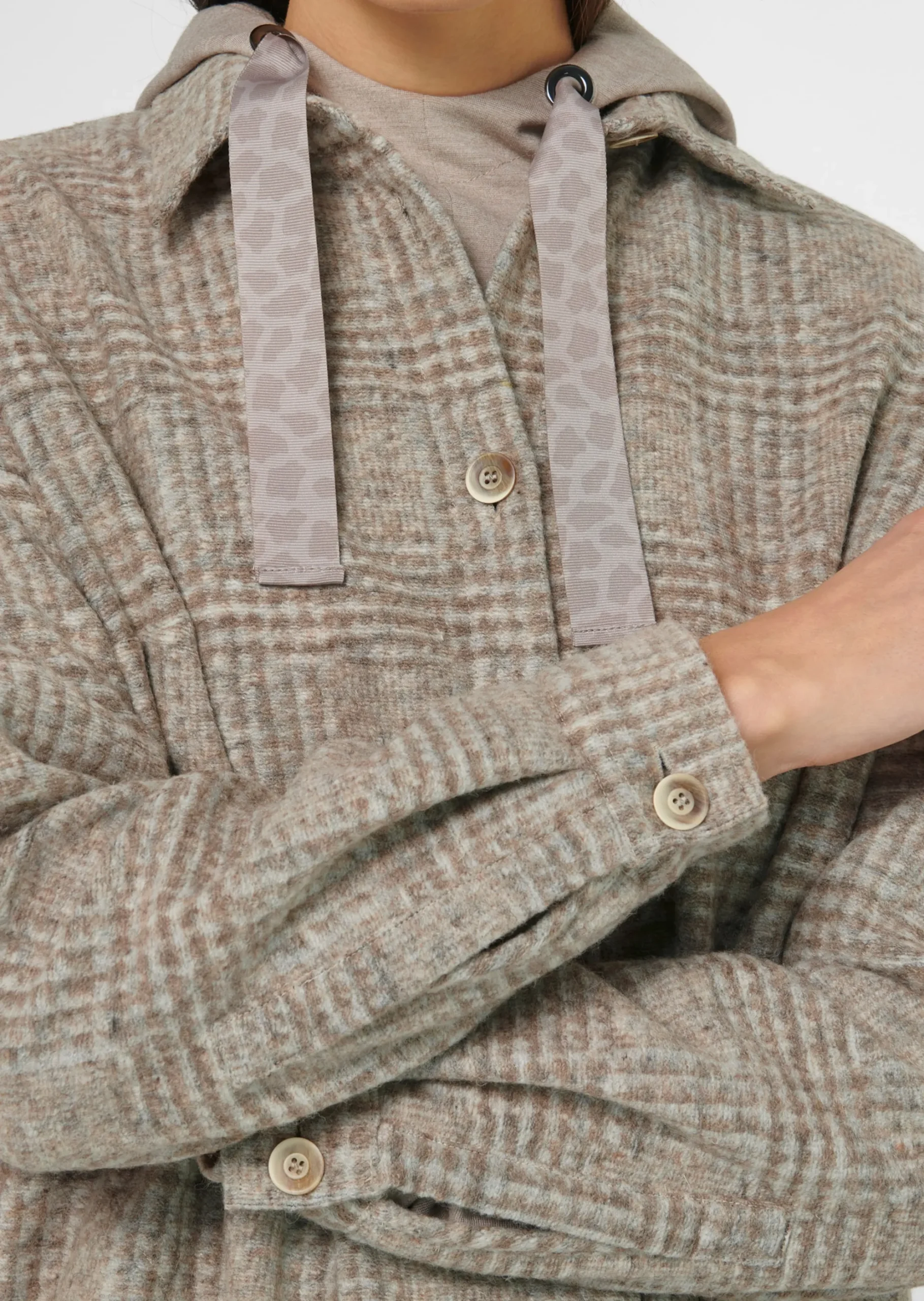 Lange Hemdjacke mit Glencheck-Karo