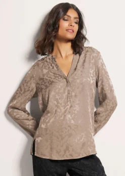 Lange Jacquard-Bluse
