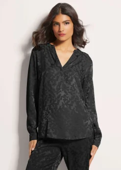 Lange Jacquard-Bluse