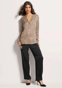 Lange Jacquard-Bluse