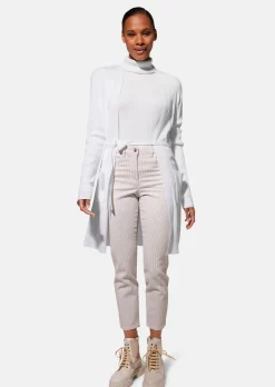 Lange Strickjacke mit Bindeband