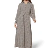 Langes Hemdblusenkleid mit Unikat-Print