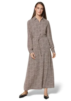 Langes Hemdblusenkleid mit Unikat-Print