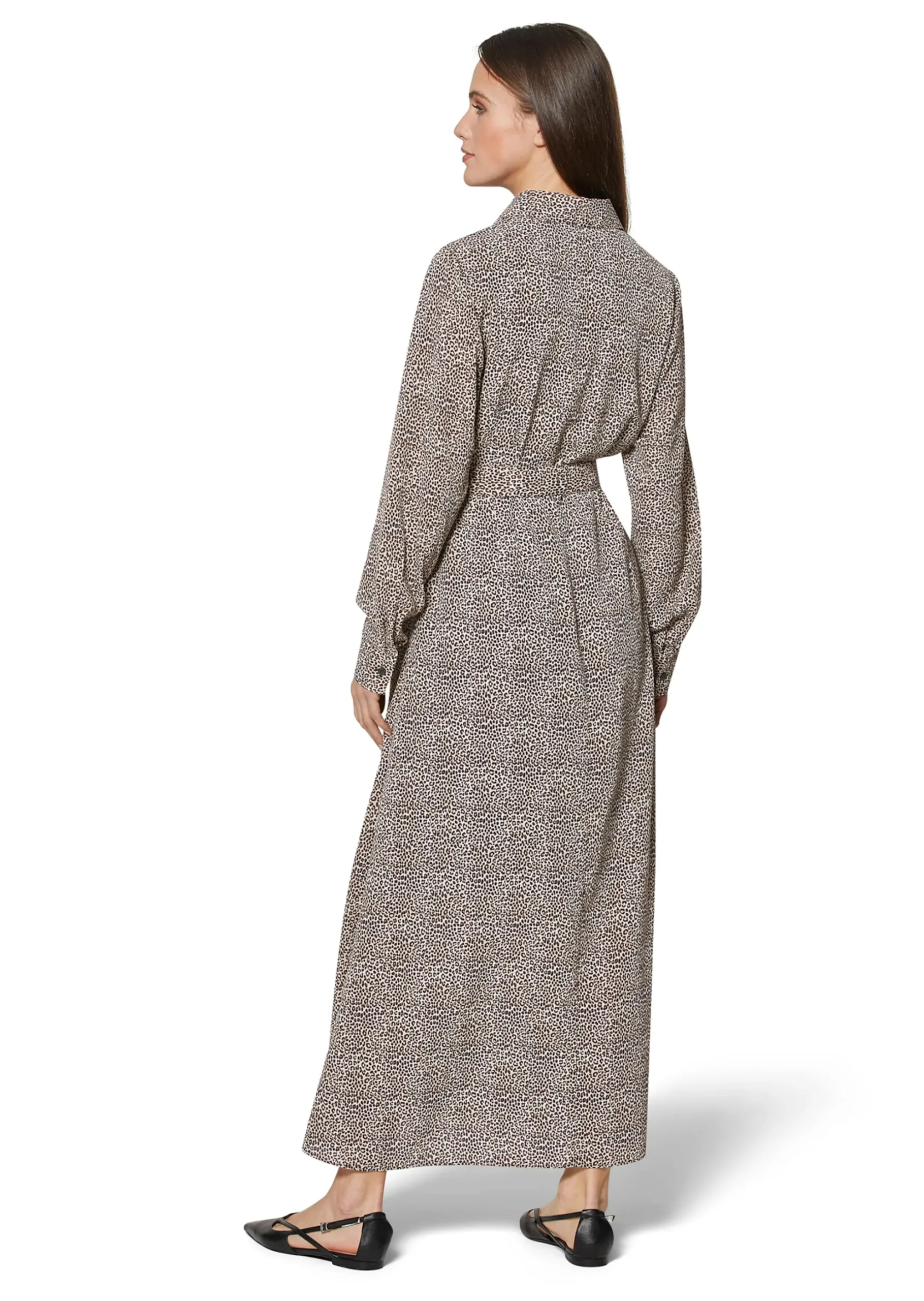 Langes Hemdblusenkleid mit Unikat-Print