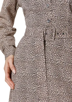 Langes Hemdblusenkleid mit Unikat-Print