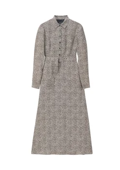 Langes Hemdblusenkleid mit Unikat-Print