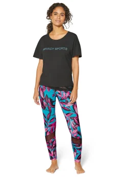 Leggings mit Leo-Print und Mesheinsätzen