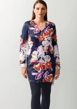 Longbluse mit floralem Print