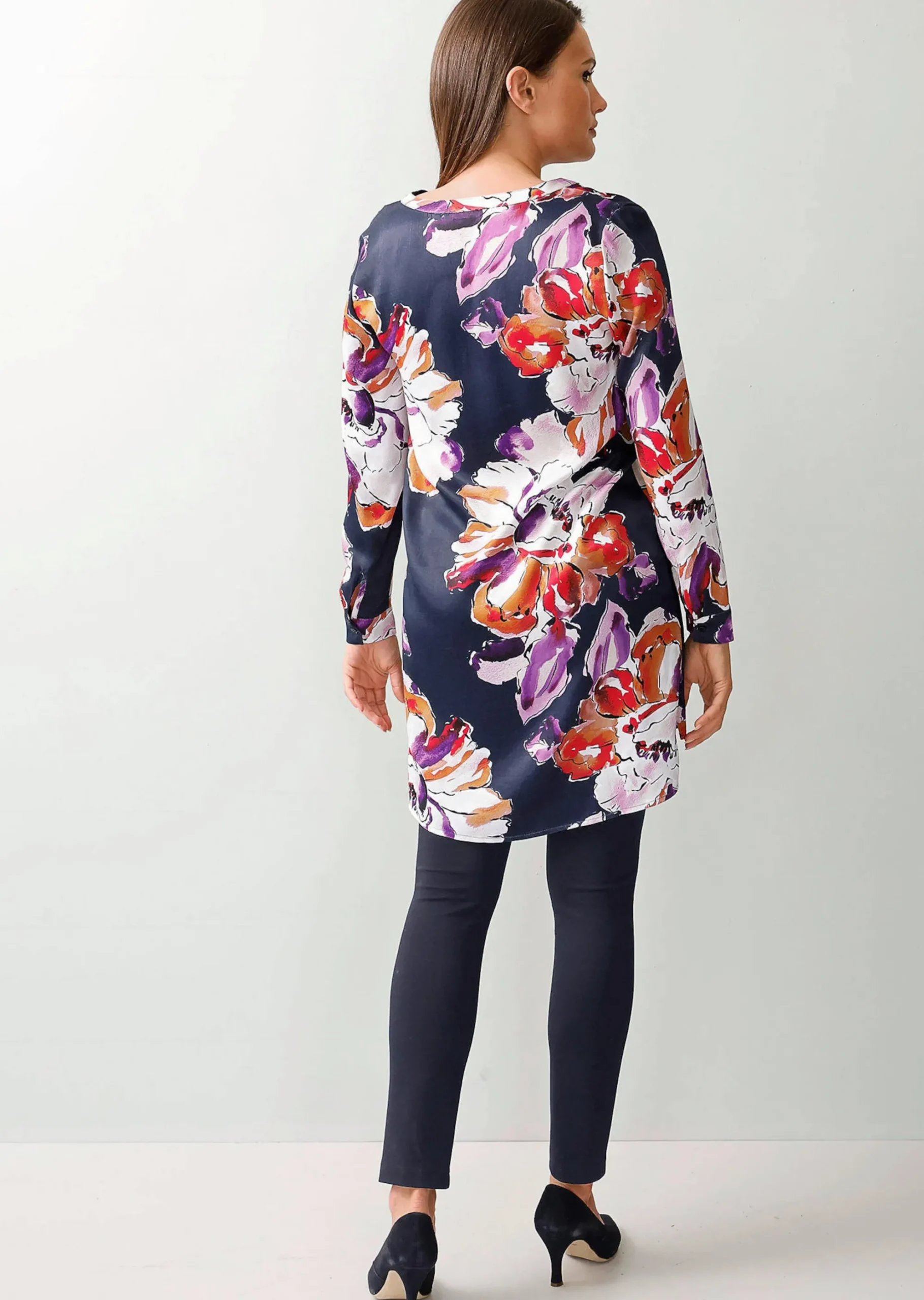 Longbluse mit floralem Print