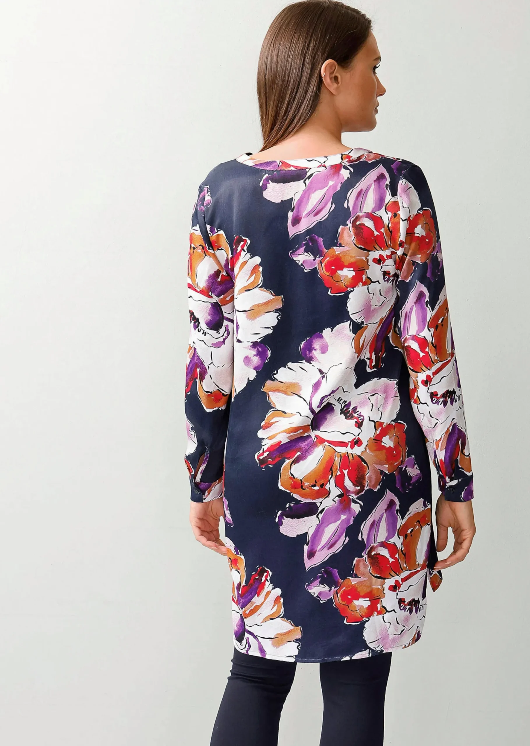 Longbluse mit floralem Print
