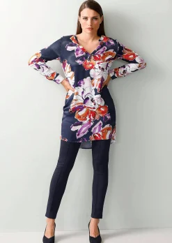 Longbluse mit floralem Print