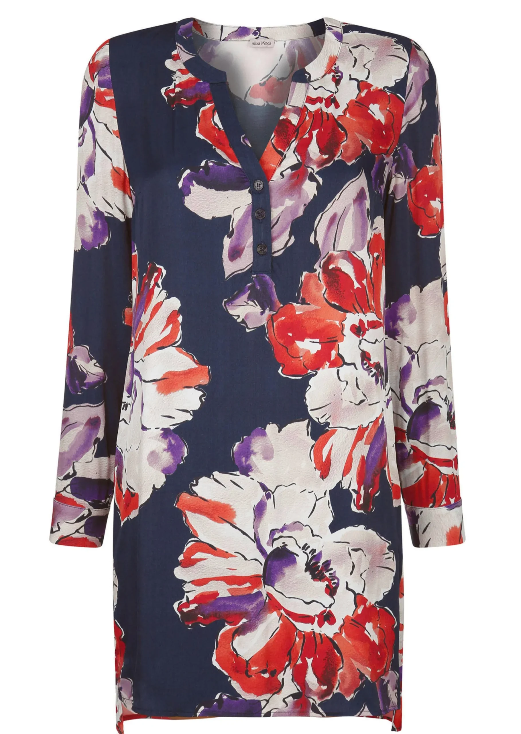 Longbluse mit floralem Print