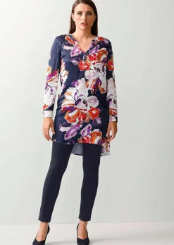 Longbluse mit floralem Print