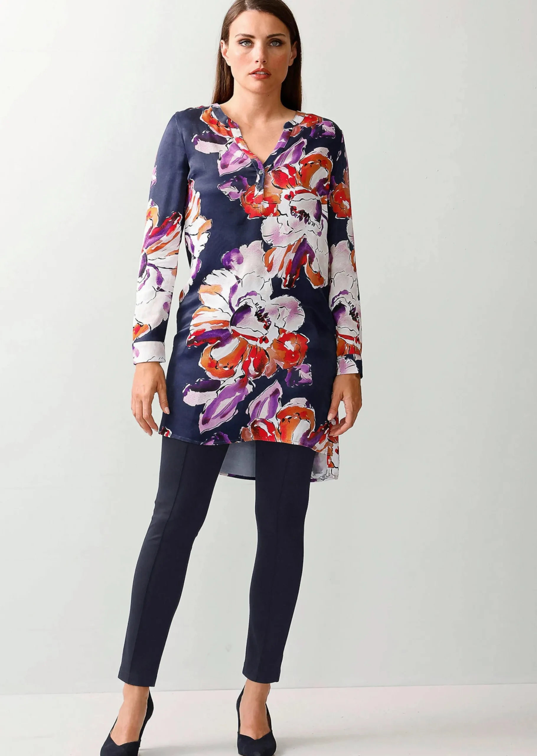 Longbluse mit floralem Print