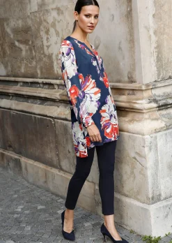 Longbluse mit floralem Print