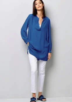 Longbluse mit V-Ausschnitt