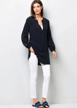 Longbluse mit V-Ausschnitt