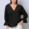 Oversizedbluse mit Volant am Ärmelabschluss