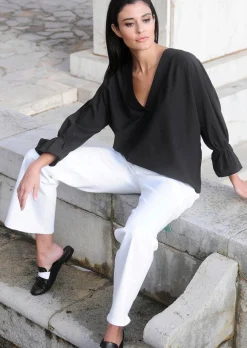 Oversizedbluse mit Volant am Ärmelabschluss