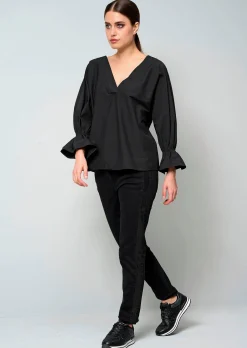 Oversizedbluse mit Volant am Ärmelabschluss