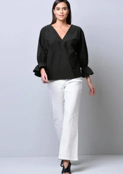 Oversizedbluse mit Volant am Ärmelabschluss