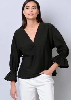 Oversizedbluse mit Volant am Ärmelabschluss