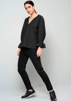Oversizedbluse mit Volant am Ärmelabschluss
